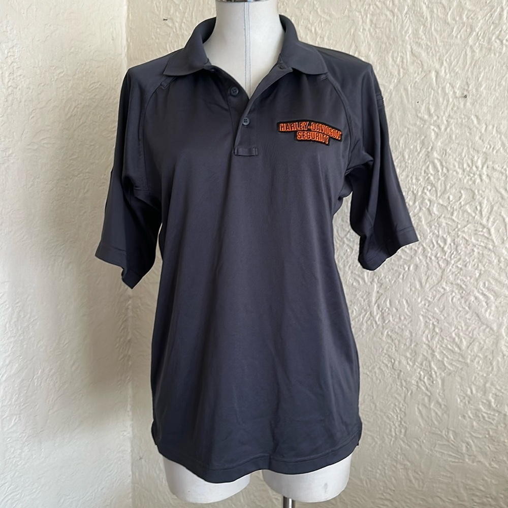Harley-Davidson Genuine Work Wear Gray Polo Shirt Security 1 Logo - Picture 2 of 10